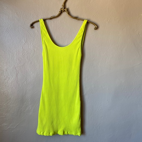 superdown Dresses & Skirts - Superdown Neon Yellow Ribbed Mini Dress Size Small